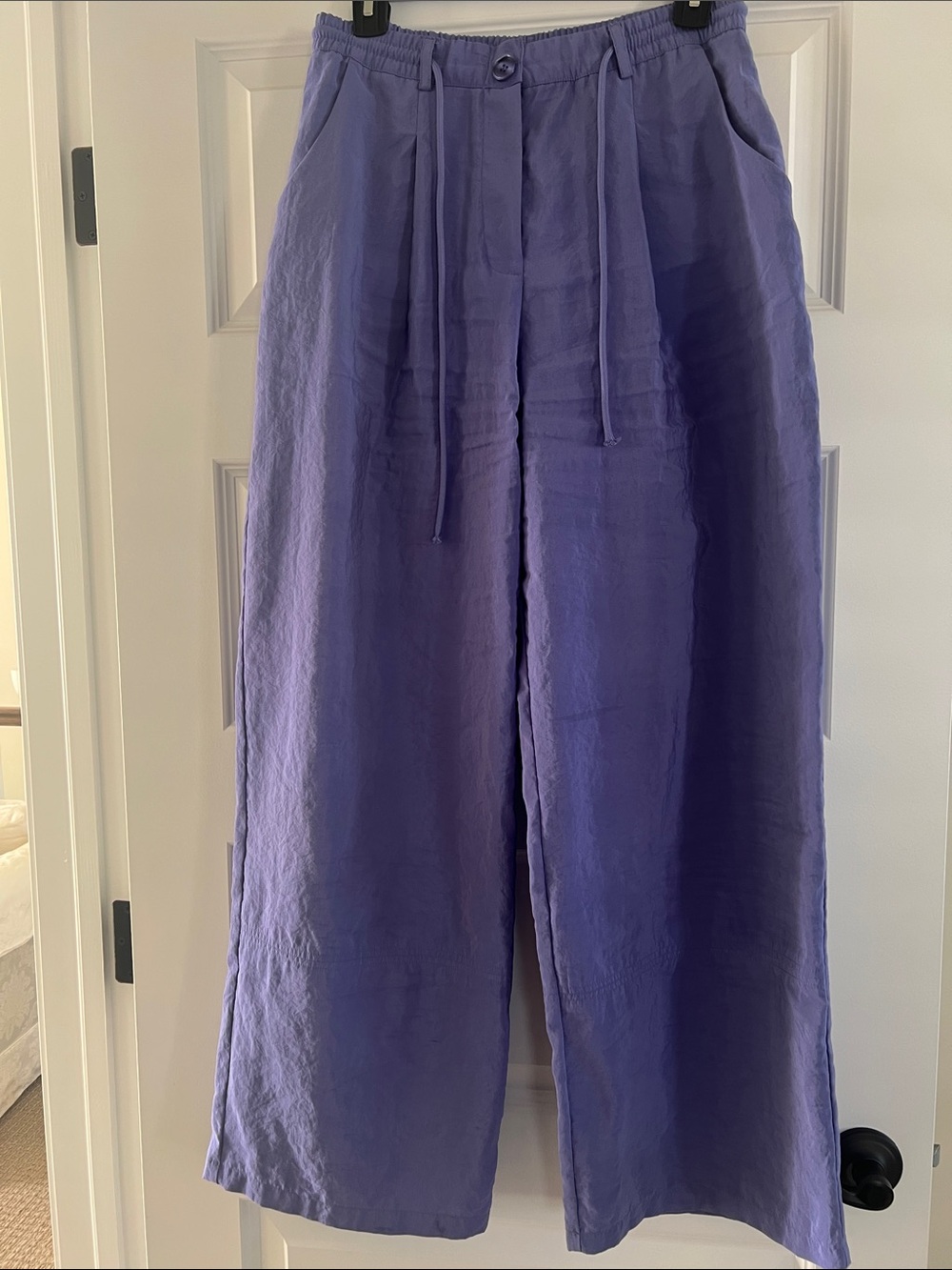 Maeve Lavender Wide-Leg Linen Blend Pants - Picture 2 of 6